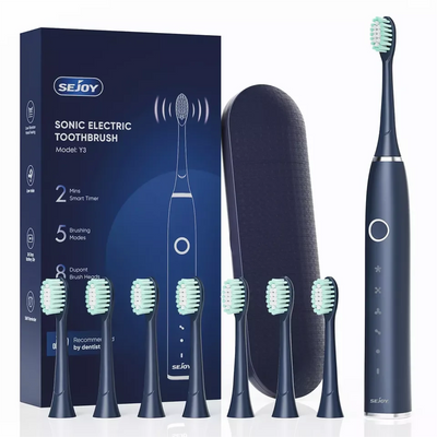 SEJOY Electric Toothbrush for Adults Rechargeable 5 Modes With 8 Replacement Brush Heads