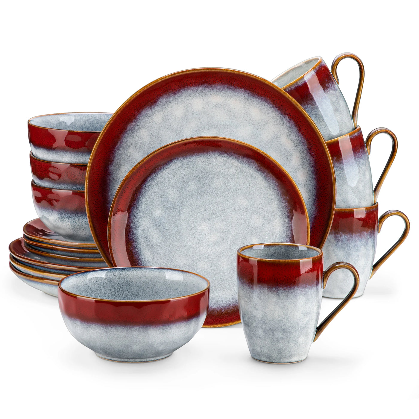 VANCASSO 16/32/48-Piece Starry Dinner Set,Kiln Change Glaze Tableware Dinner Service with Dinner Plate,Dessert Plate,Bowl,Mug