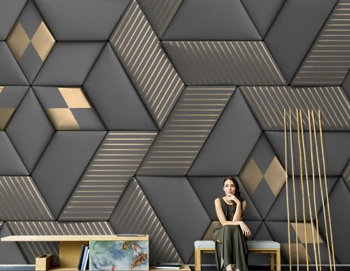 Custom Mural Nordic Hand Painted Abstract Geometric Square 3d Wallpaper Living Room TV Background papel de parede