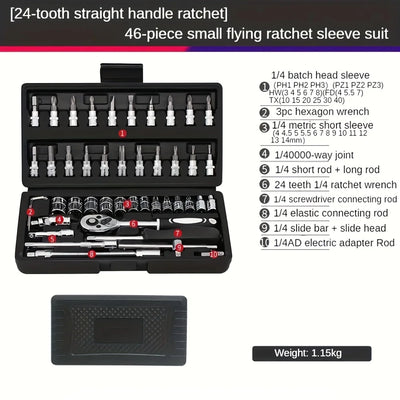 Ultimate Automotive Mechanical Tool Kit - High-Quality Ratchet Wrench and Assorted Screwdriver Set - Super Portable, Wrench Set