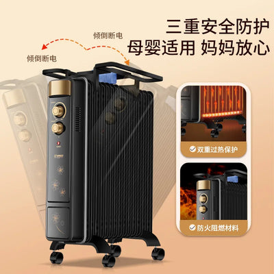 Electric Oil-Filled Radiator Heater Energy-Saving Quiet Home Heating Device