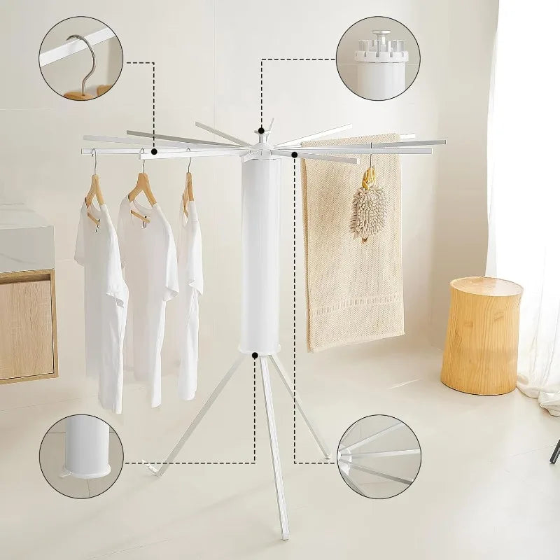 Tripod Clothes Drying Rack, Garment Rack Portable and Foldable Space Saving Laundry Drying Rack - Drying Rack clothing Floor