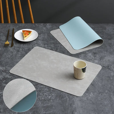 Luxury Placemat Leather Waterproof Double Layer Cowhide  Western Food Mat Hotel Insulation Mat Placemats for Dinning Table