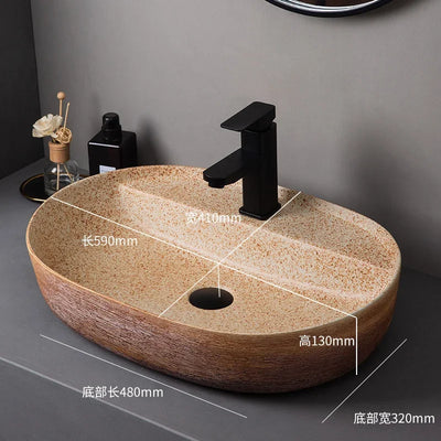 Medieval style platform basin ceramic art bathroom washing creative washbasin household washsink single