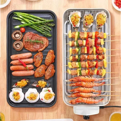 household non-stick grill pan Electric barbecue grill Korean smokeless barbecue machine indoor iron plate barbecue meat function