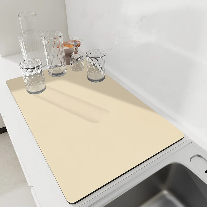 Solid Kitchen Super Absorbent Mat Coffee Dish Drying Mats Non-slip Draining Pad Quick Dry Tableware Faucet Placemat Dinnerware