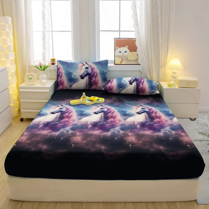 1 Simple Modern Animal Printed Matte Fitted Sheet, Bedroom Printed Bed Cover, Bedding (Excluding Pillowcases)