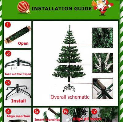 7ft/6ft/5ft Artificial Christmas Tree 210cm/180cm/150cm Flame Retardant Fir Tree Solid Metal Stand Large Tree