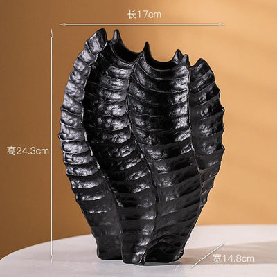 European-style simple ceramic vase light luxury decorative ornaments gifts crafts hydroponics dried flowers black and white.