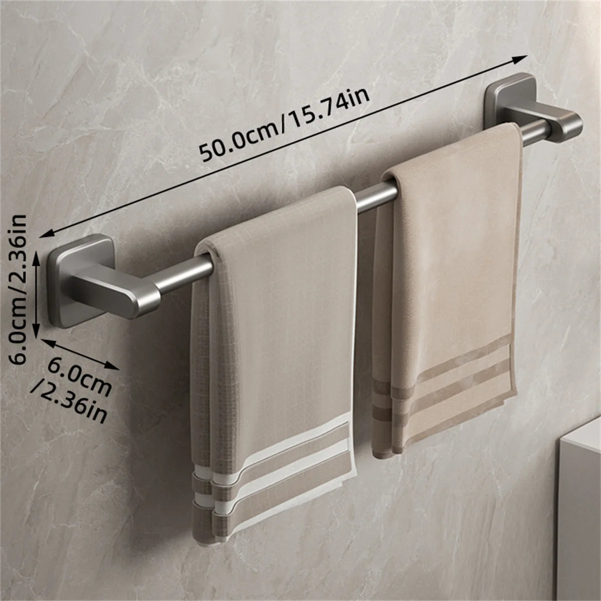 Bathroom Towel Holder White Without Drilling Bathroom Gray Towel Rack Towel Bar Self-Adhesive Bathroom Towel Rack Towel Rail