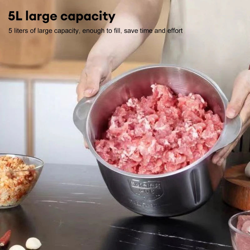 5L Electric Meat Grinders 304 Stainless Steel Food Crusher Multifunctional Vegetable Slicer Chopper Mincer Baby Food Processor