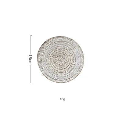 6pcs Round Table Mat Woven Ramie Placemats Anti Slip Dining Coffee Decor Non-Slip Tableware Bowl Pads Kitchen Drink Cup Coasters