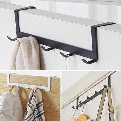 Hooks Over The Door 5 Hooks Home Bathroom Organizer Rack Clothes Coat Hat Towel Hanger New Bathroom Kitchen Accessories Holder