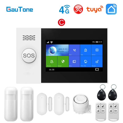 GauTone PG107 WiFi 4G Alarm System for Home Security with PIR Wireless Solar Siren Support Tuya Remote Control