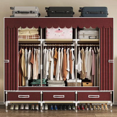 Wardrobe, home bedroom, easy assembly, wardrobe, steel pipe, sturdy and durable, rental room with drawer cabinet