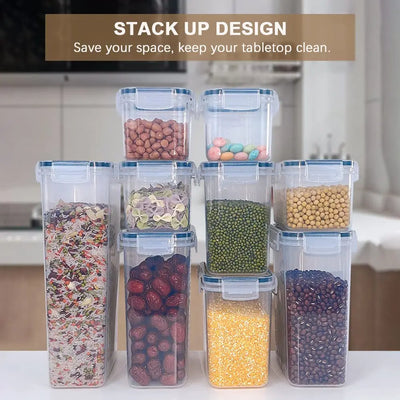 Food Storage Containers Set With Lids,Plastic Kitchen And Pantry Organization Canisters For Cereal Flour,Sugar Organizer (8pcs)