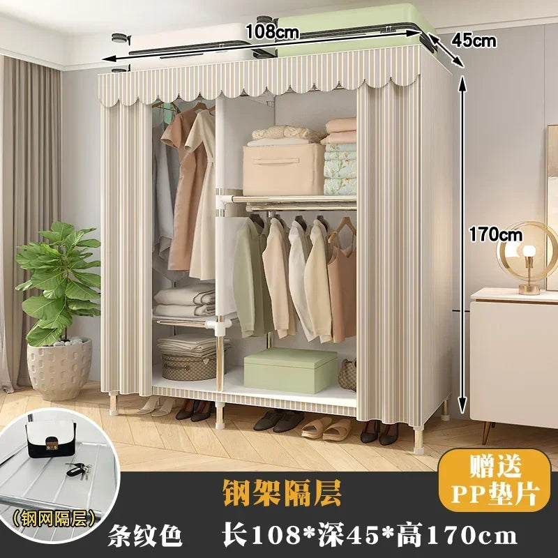 Simple Steel Frame Wardrobe  Easy Assembly, NonWoven Fabric Closet, Durable Storage Solution, Bedroom Organization