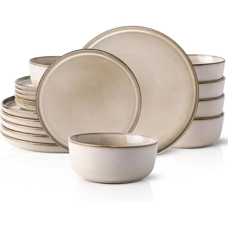 Ceramic Dinnerware Sets for 4, 12 Pieces Stoneware Plates and Bowls Sets, Chip and Scratch Resistant Dishe Set for Dinner,