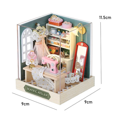 Kitten Mini Doll House 3D Puzzle Assembly Model Building Kit Creative Room Bedroom Decoration With Furniture Wooden Crafts Gifts