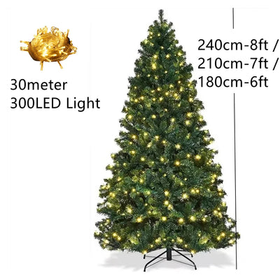 8ft/7ft/6ft Christmas Tree 240cm/210cm/180cm Large Xmas Tree Artificial Green Fir Tree for Party Decor