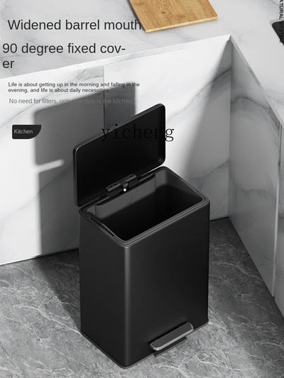 YY Living Room Trash Can Household Kitchen with Lid Simple Style Light Luxury Pedal Type