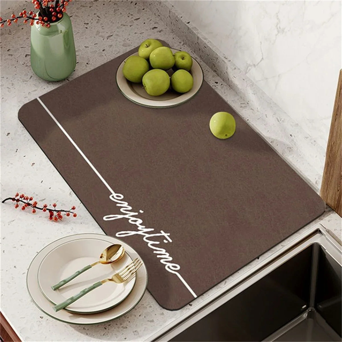 Simplicity Style Mouse Pad Table Mat Silicone Coasters Stripe Printing Individual Absorbent Drying Mat For Kitchen Cup Coaster