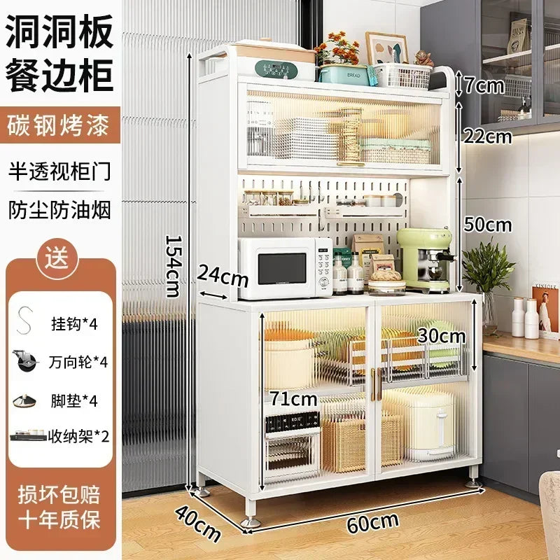 Modern Kitchen Cabinet Hutch Movable Full Door Glass Cabinet Storage Display Cupboards Muebles Cocina Multifunctional Furniture