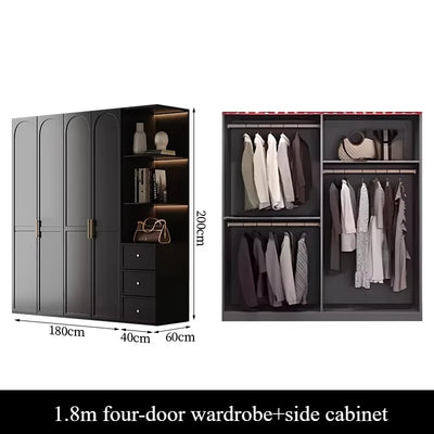 French Retro Style Black Wardrobes Storage Multilayer Cabinet Open Closets Wardrobes Bedroom Drawers Rangement Chambre Furniture