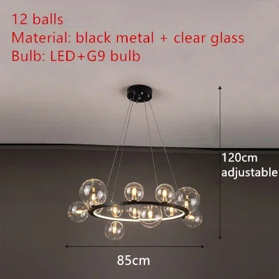 Modern Clear Glass Bubble LED Ceiling Chandelier Hall Restaurant Bedroom Pendant Lights Lighting Fixtures Hanging Lamp Loft Deco