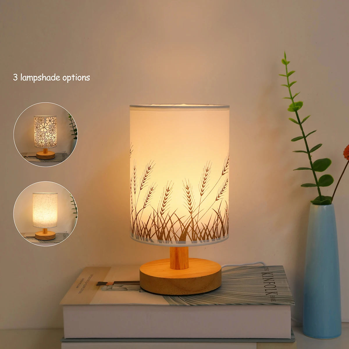 Modern minimalist fabric table lamp, home LED warm light decorative lighting table lamp suitable for bedrooms, study rooms