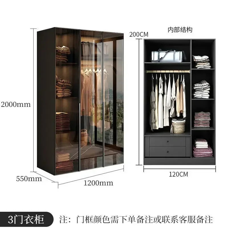 Women Oganizers Wardrobe Drawers Simple Modern Hanger Rail Wardrobes Glass Sliding Door Unique Roupeiro De Quarto Furnitures