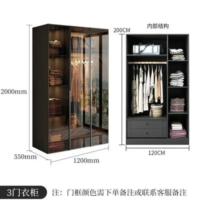 Women Oganizers Wardrobe Drawers Simple Modern Hanger Rail Wardrobes Glass Sliding Door Unique Roupeiro De Quarto Furnitures