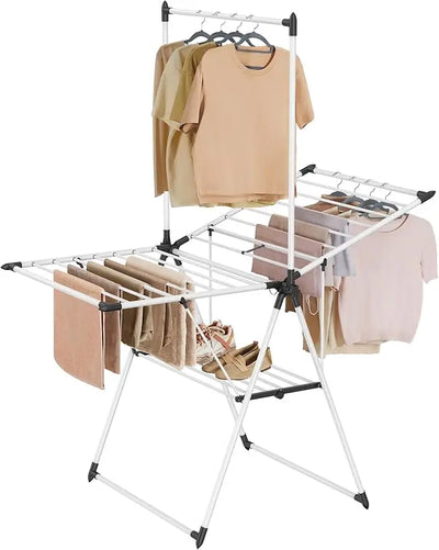 Clothes Drying Rack, Oversized 4-Tier(67.7" High) Foldable Stainless Steel Movable Drying Rack with 4 castors