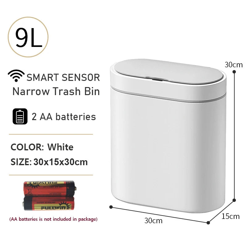 Smart Trash Can Narrow 7/9L Waterpoof Bathroom Toilet Garbage Bin Kitchen Baskets Dustbin Automatic Sensor Trash Can Wastebasket