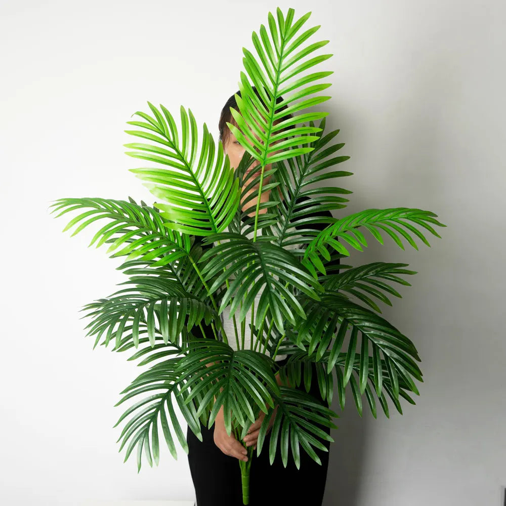 90-120cm Large Artificial Palm Tree Tropical Fake Plants Green Plastic Palm Leafs Big Monstera Tree Branch For Home Garden Decor