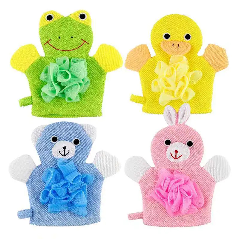 Cartoon Baby Bath Brushes Shower Wash Cloth Towels Soft Fabric Strong Water Absorption Cute Animals Style Kids Care Accessories