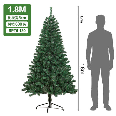 Encrypted Artificial Christmas Tree 120-210cm PVC Christmas Tree Sturdy Metal Stand Decoration Mall Hotel Family Atmosphere 2025