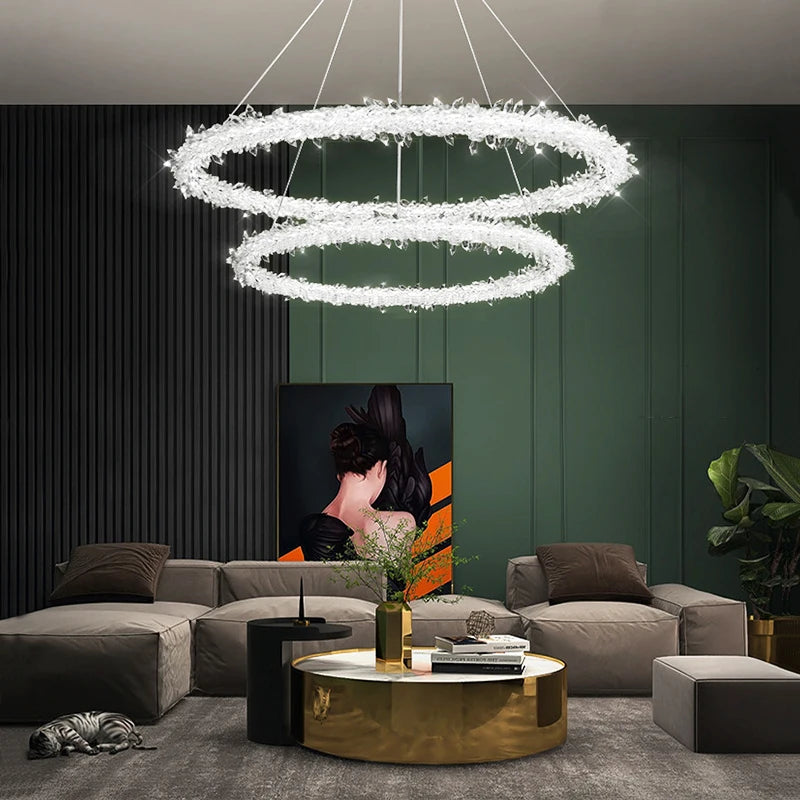 Nordic bedroom LED chandelier living room ceiling chandelier hotel crystal lamp modern room lighting