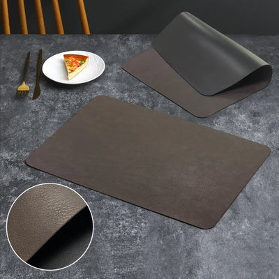 Square Leather Waterproof Double Layer Cowhide Pattern Western Food Mat Hotel Insulation Mat Dining Table Mat Household Use