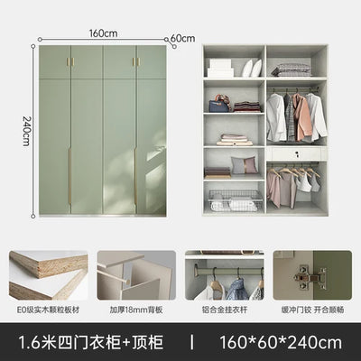 Green Wooden Wardrobe Storage Hanging Large Portable Organizer Wardrobe Bedroom Multifunction Kleiderschrank Room Furniture