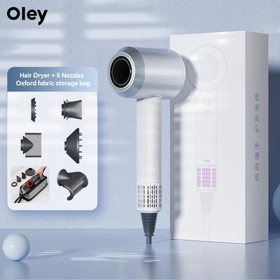 Oley High-speed Hair Dryer 900W Lightweight Powerful Brushless Motor Low Noise Quick Dryer Negative Ionic Blow Dryer