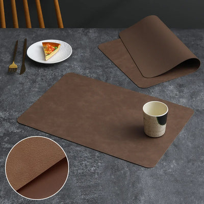 Luxury Placemat Leather Waterproof Double Layer Cowhide  Western Food Mat Hotel Insulation Mat Placemats for Dinning Table