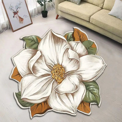 Peony Special-shaped Lotus Floor Mat Flower Carpet Magnolia Door Gasket Living Room Tea Table Bedside 60x60cm