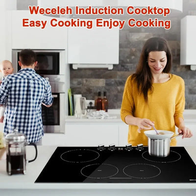 30 inch Induction Cooktop Built-in Electric Induction Stovetop 4 Burners,Boost/Bridge Mode/10 Power Levels/Timer/Safety Lock