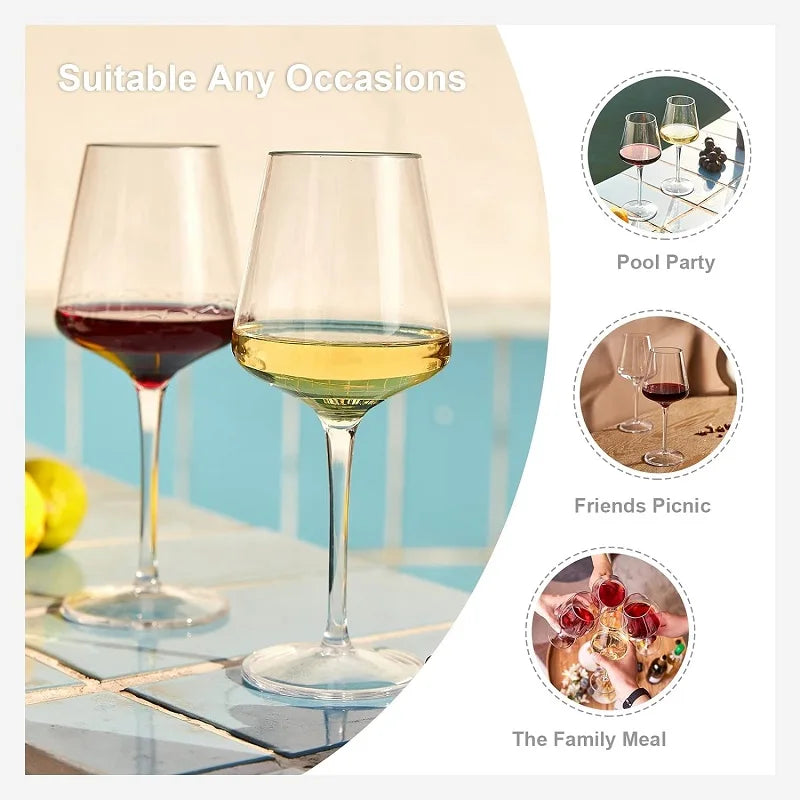 MICHLEY 2/4/6PCS Set Unbreakable Plastic Wine Glass Floating Goblet Transparent Tritan Plastic Wine Juice Drink For Pool Party