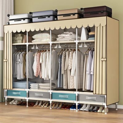 Simple wardrobe, sturdy and durable fabric cabinet, home bedroom assembly, rental room storage cabinet, wardrobe rack