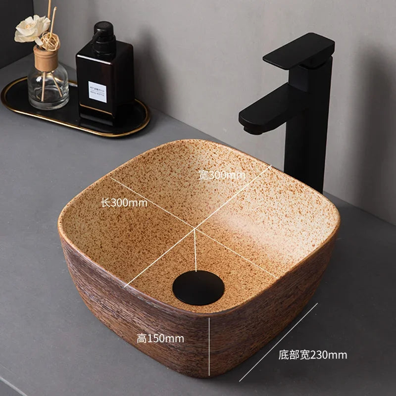 Medieval style platform basin ceramic art bathroom washing creative washbasin household washsink single