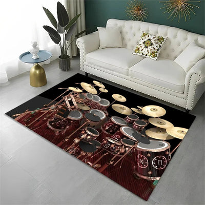 Drum Kit Carpet for Living Room Bedroom Decoration Music Instruments Area Rugs Non-slip Home Lounge Floor Mat Kitchen Doormat