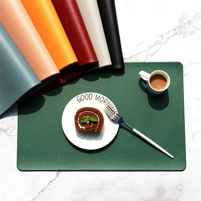 45x30CM Leather Placemats Non-slip Heat Insulating Mat Table Mats Household Waterproof Western Food Mat Coasters