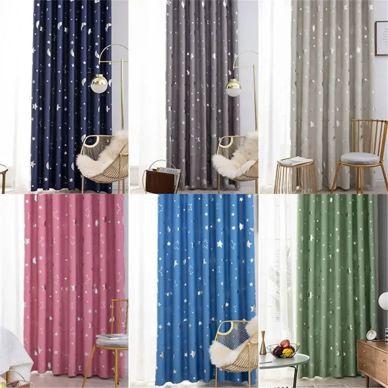 Blackout Divider Curtains Light Blocking Curtain Star Moon Full Cloth Heat Insulation Noise Blocking Drapes For Sleeping Bedroom